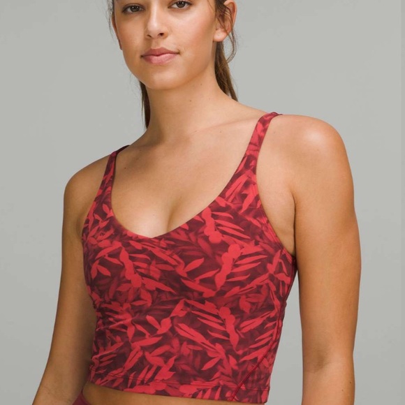 Lululemon Align Cropped Tank Top Spray Leaf Fireside Red Multi Size 2 - Picture 2 of 11